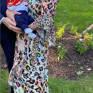 Anthropologie  Blank London Women's Multi-Color Leopard Print V-Neck Dress